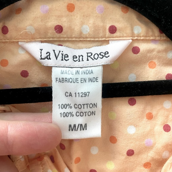 LA VIE EN ROSE Peach Pajamas Matching Set - Picture 3 of 3